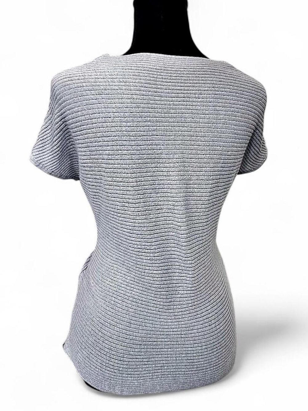 Zara Gray Ribbed Wrap-Style Top - Picture 2 of 4